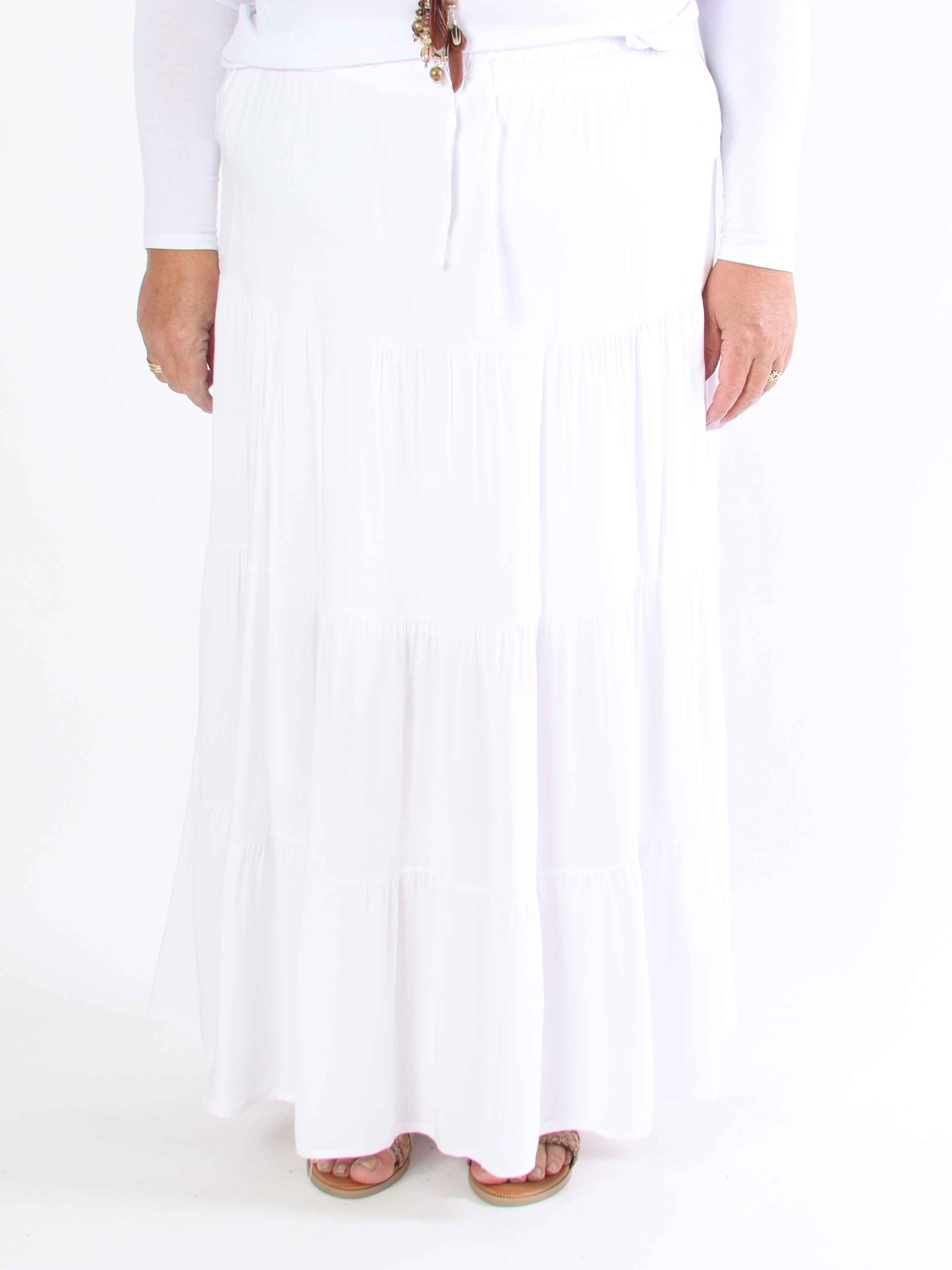 Kayla - Plus size nederdel i viskose med lag på lag look